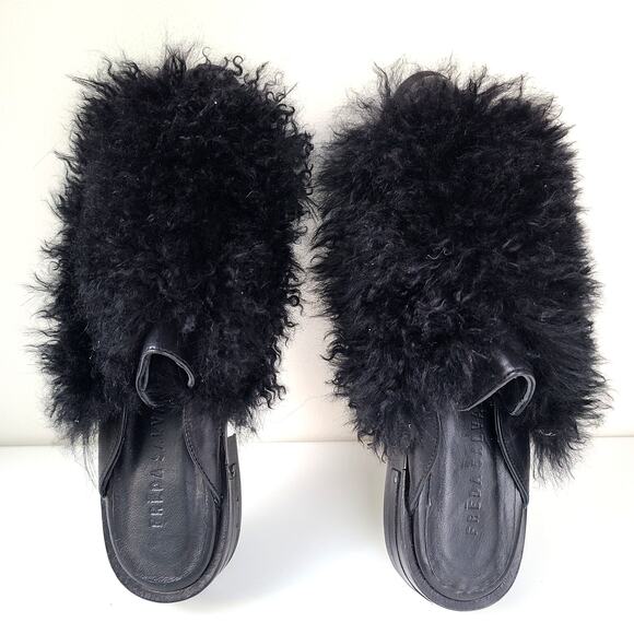 Freda Salvador NEW Dorinda Shearling Fur Calf Leather Mules Flats Women Size 6.5 - Picture 2 of 12